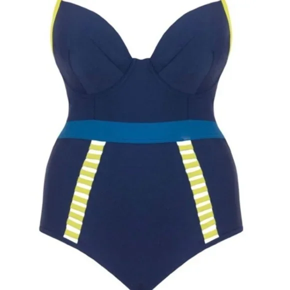 CURVY KATE Blue|Yellow Accent One piece Swimsuit 34DDD - Picture 4 of 9